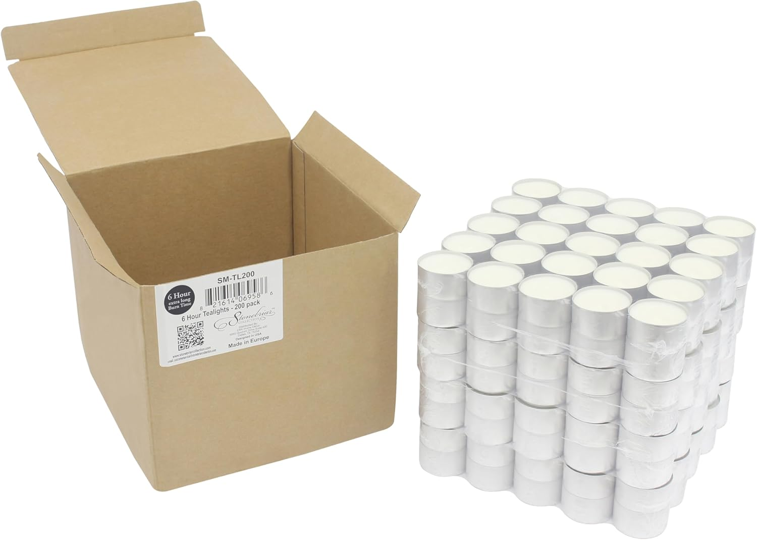 Stonebriar DTL-100-8 Long Burning Tealight Candles - White - Unscented - 100 Pack, White, 200 Pack (6-7 Hour) image number 2