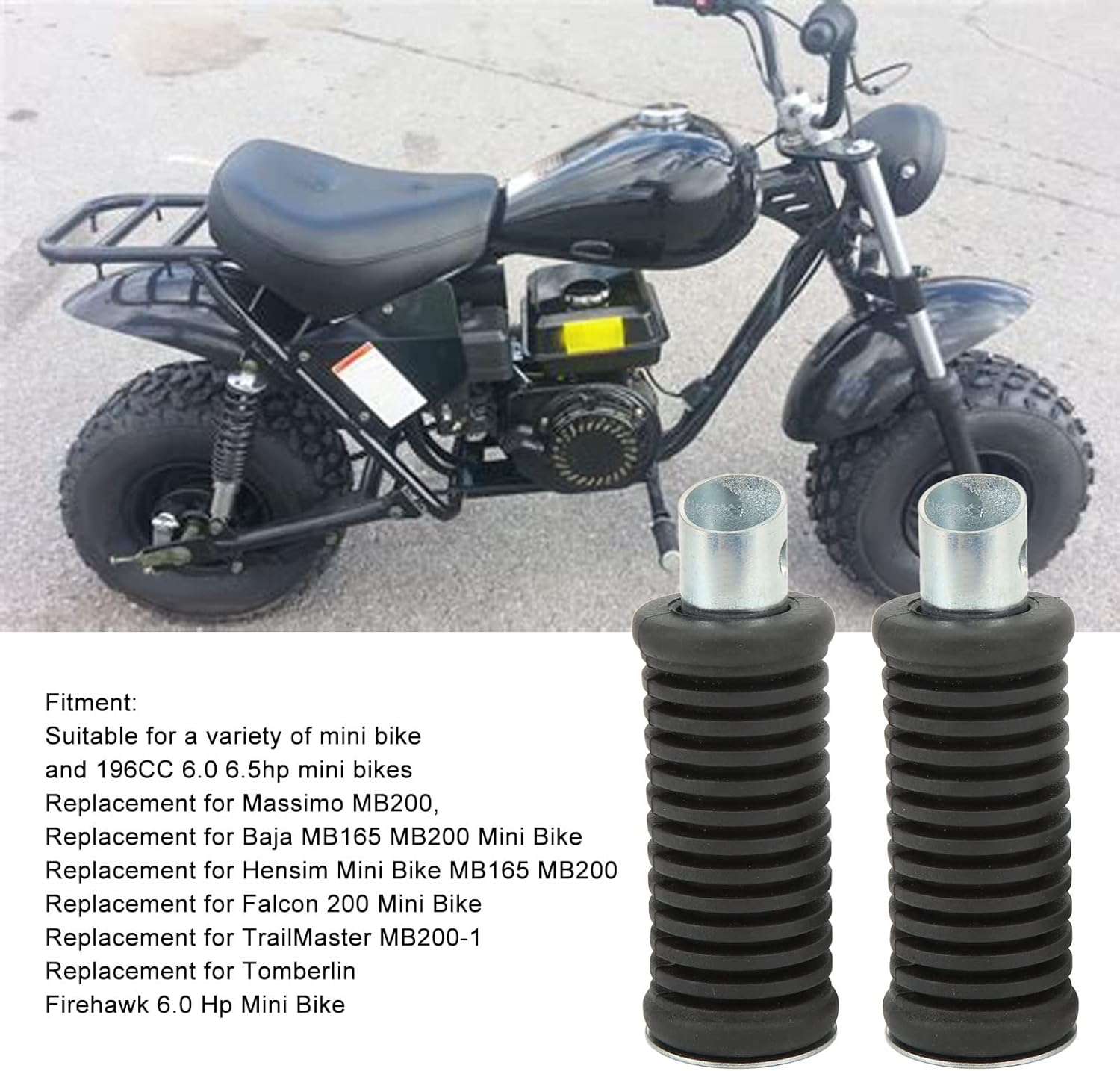 Penrux Footpegs, Foot Rest Rubber 8.5Cm High Strength 2Pcs for 196CC 6.0 6.5Hp Mini Bikes, Rear Foot Rests Motorcycle Rear Footrests Rubber Non Slip Footrests Plate Footrest Rubber Pad Grip Cover image number 2
