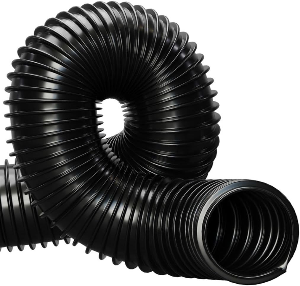 25Mm (1") X 2 Metre Black Corrugated PVC Flexible Pond Hose with 2 Pipe Clips image number 1
