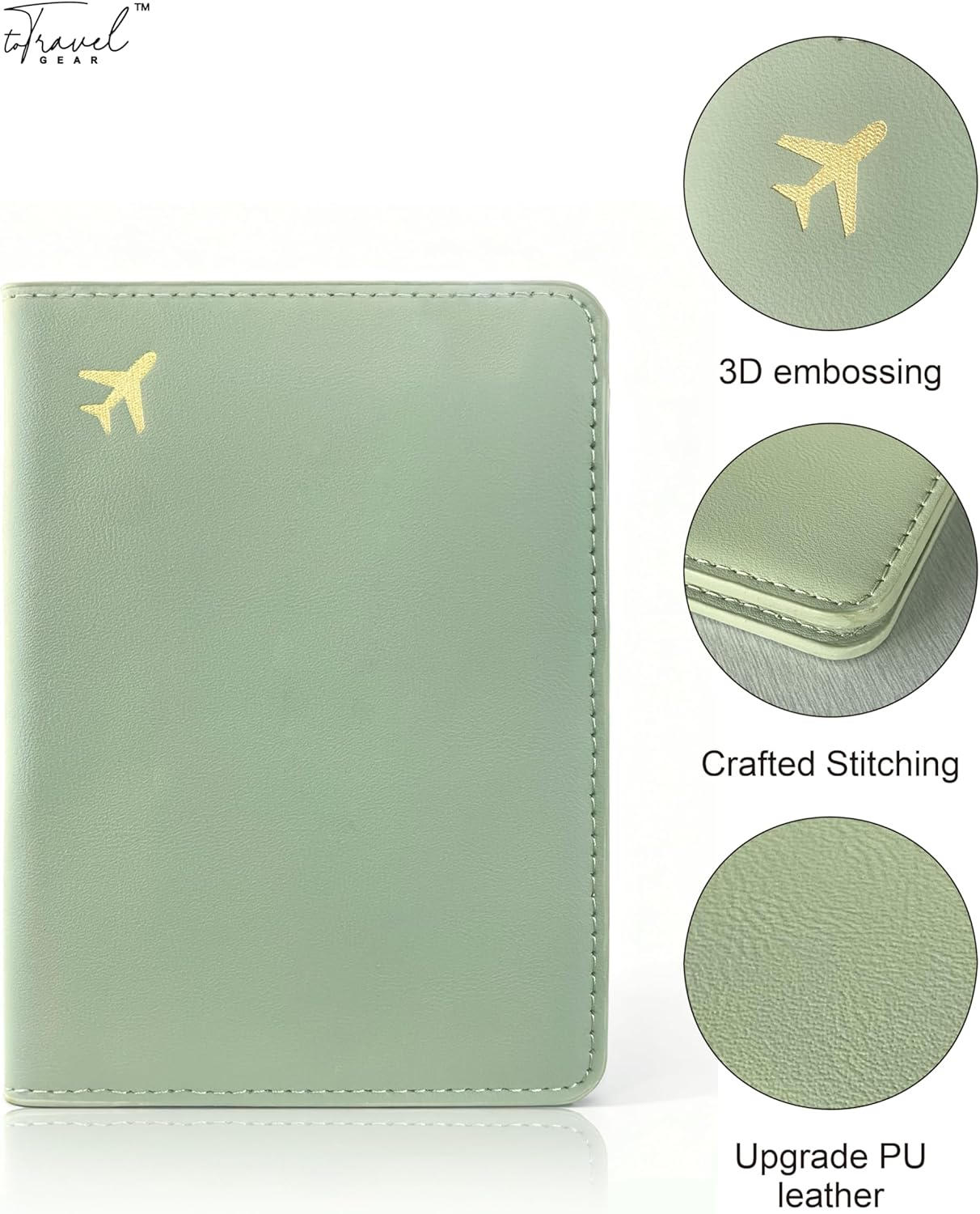 Totravelgear Passport Holder for Travel Essentials,Rfid Blocking Passport Cover Case for Travel Accessories,Travel Wallet for Women Men, Sage Green - Army Green image number 4