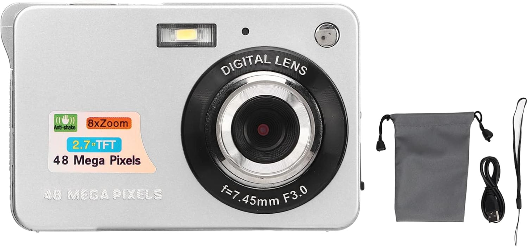 4K Digital Camera, 2.7In LCD Monitor 48MP 8 Zoom Digital Camera for Photography Continuous anti Shake Camera HD Camcorder. (Blue)