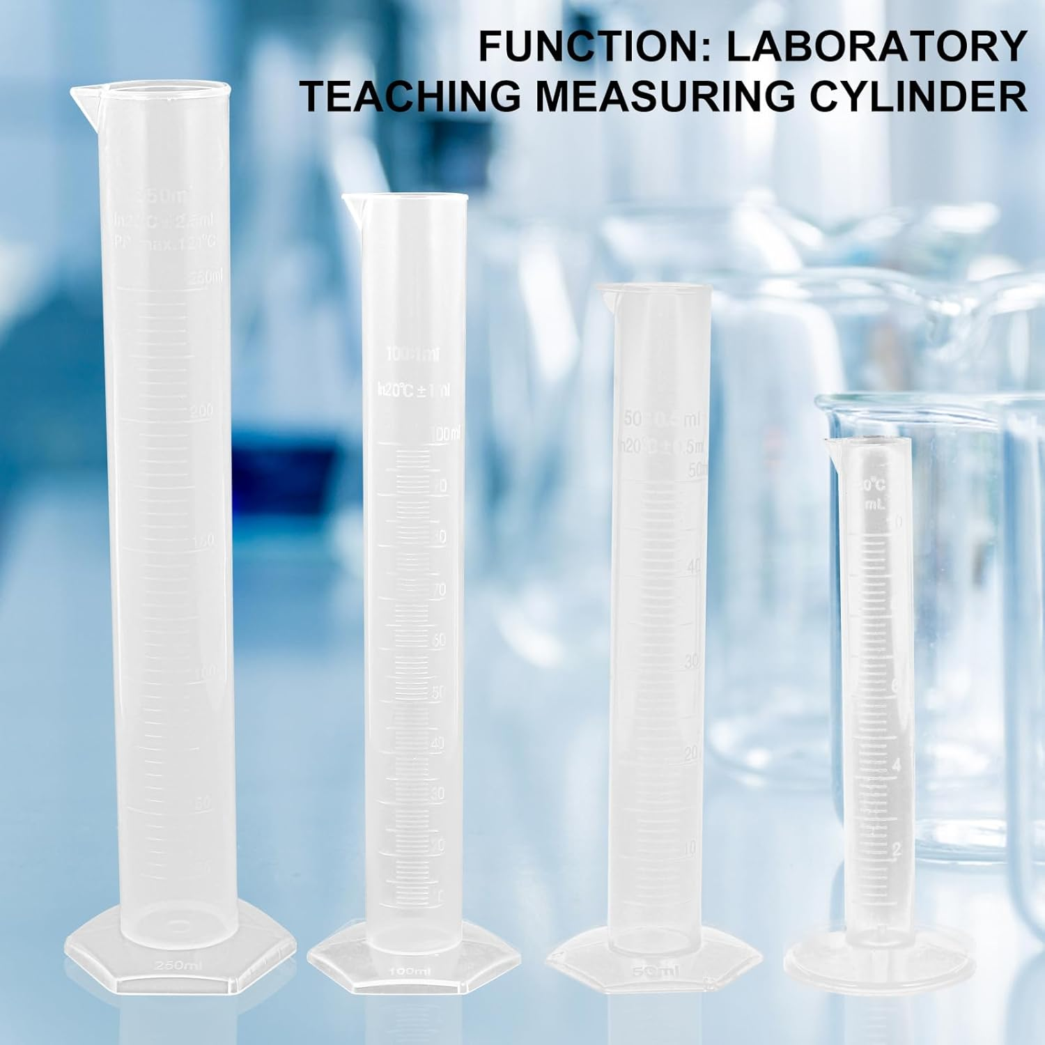 Baluue 4Pcs Plastic Measuring Cylinder Chemical Measuring Tube Clear Volumetric Cylinder Graduated Measuring Cylinder Glass Measuring Cup Transparent Test Tube Beaker with Scale Tool image number 4