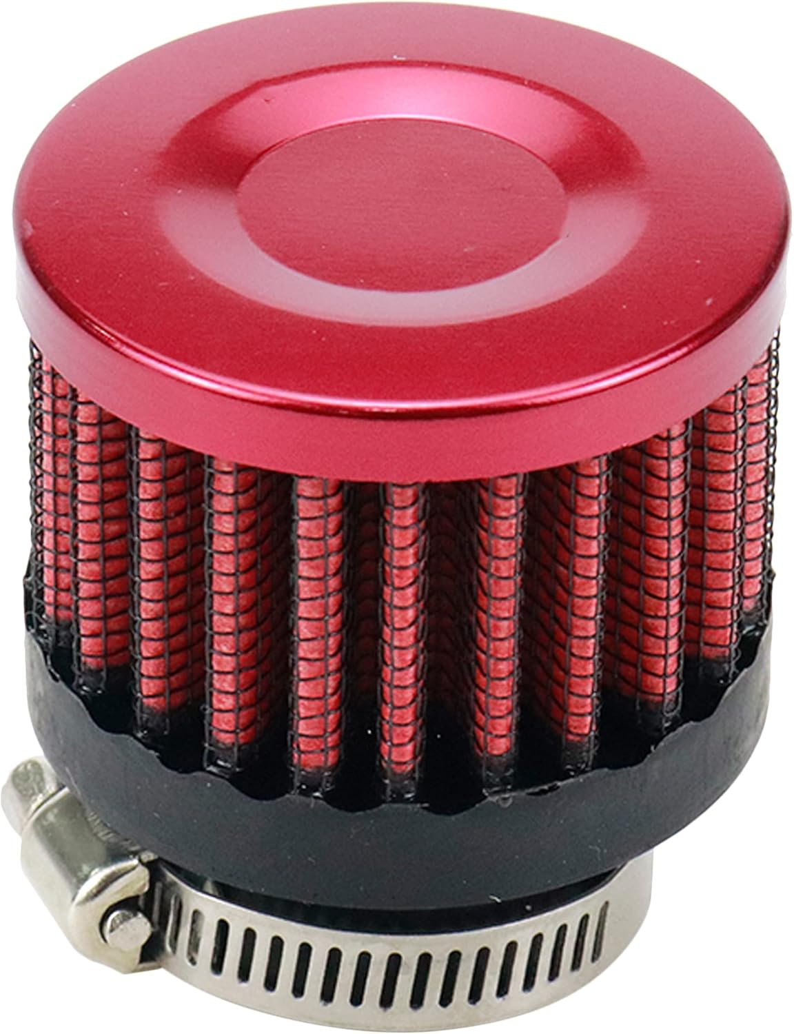 Modengzhe 24Mm Inlet Air Filter Replacement 21-38Mm Hose Clamp Cylindrical Air Mesh for Car Motorcycle ATV Cold Air Intake Modification (Red) image number 2