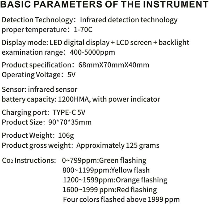 Multifunctional 3In1 CO2 Temperature Humidity Monitoring Device Home Digital Household Air Quality Detector Household Air Pollution Monitor LCD Display with Backlit BBZY image number 4