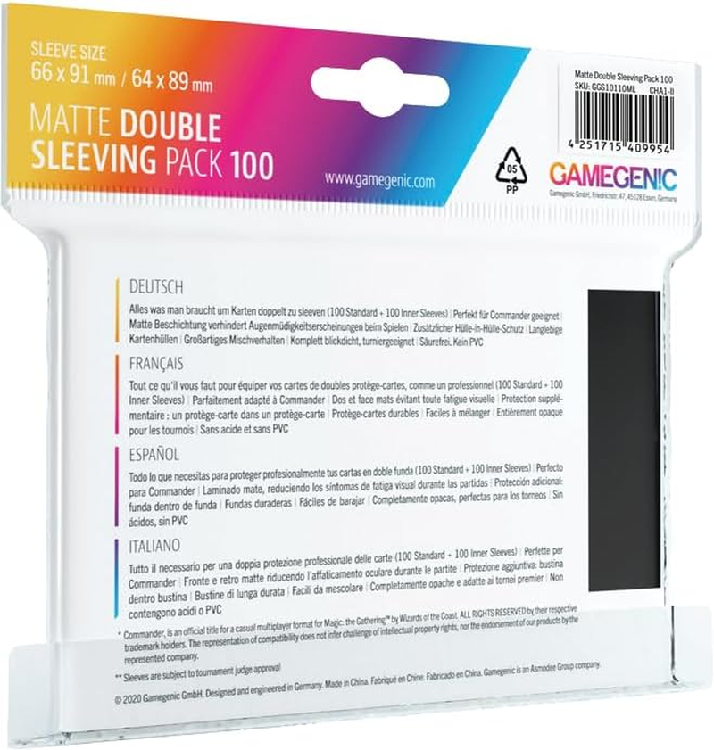 Gamegenic | Matte Double Sleeving Pack 100 - Clear & Black (2 X 100Ct.) | Accessory image number 4