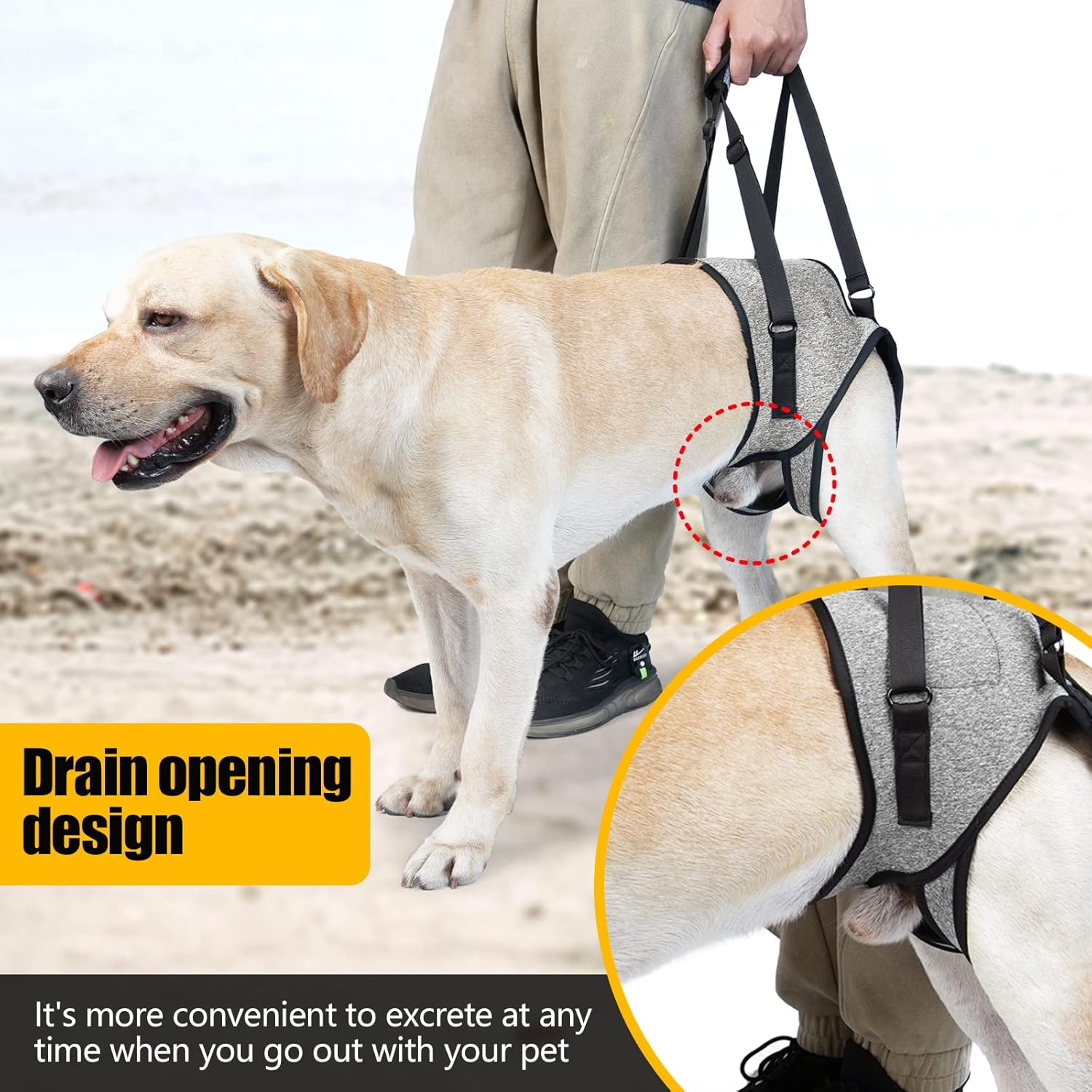 UOSIA Dog Sling for Back Legs Hip Support Harness Adjustable Padded Breathable Straps Pet Support & Recovery Sling to Help Lift Rear for Old Dog Walking image number 1