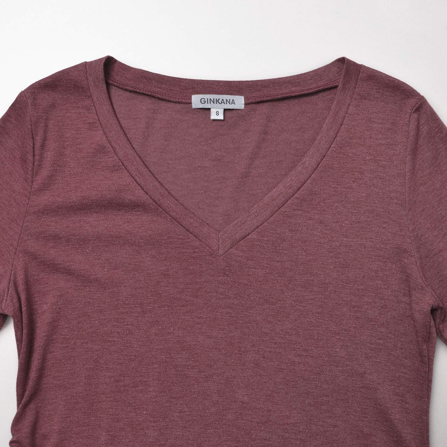 GINKANA Maternity Shirt Long Sleeve Basic Top Ruch Sides Buttons Tshirt for Pregnant