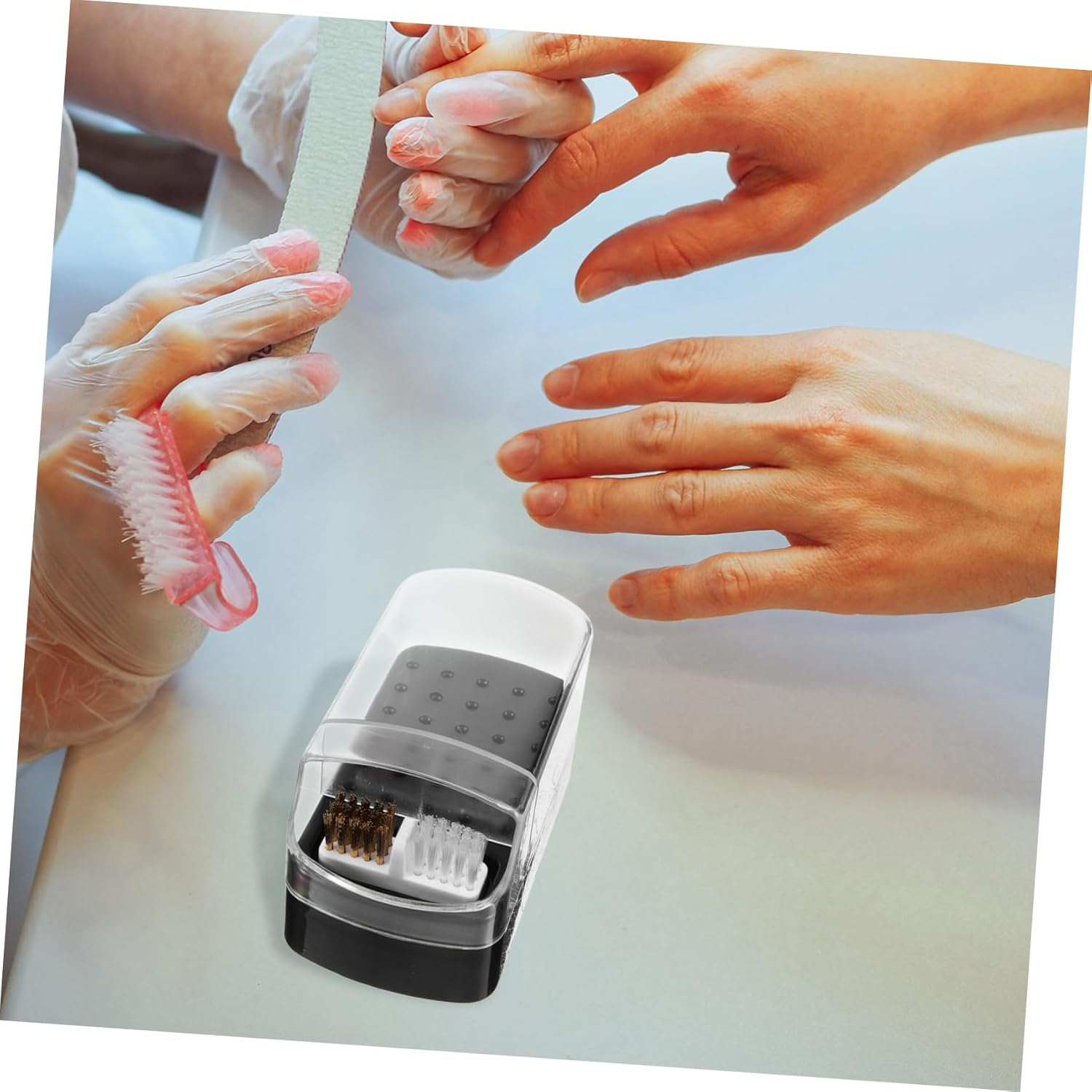 Nail Drill Bit Storage Container with 30 Holes Black Manicure Organizer Box Dustproof Display Case for Professional Nail Technicians with Cleaning Brush image number 6