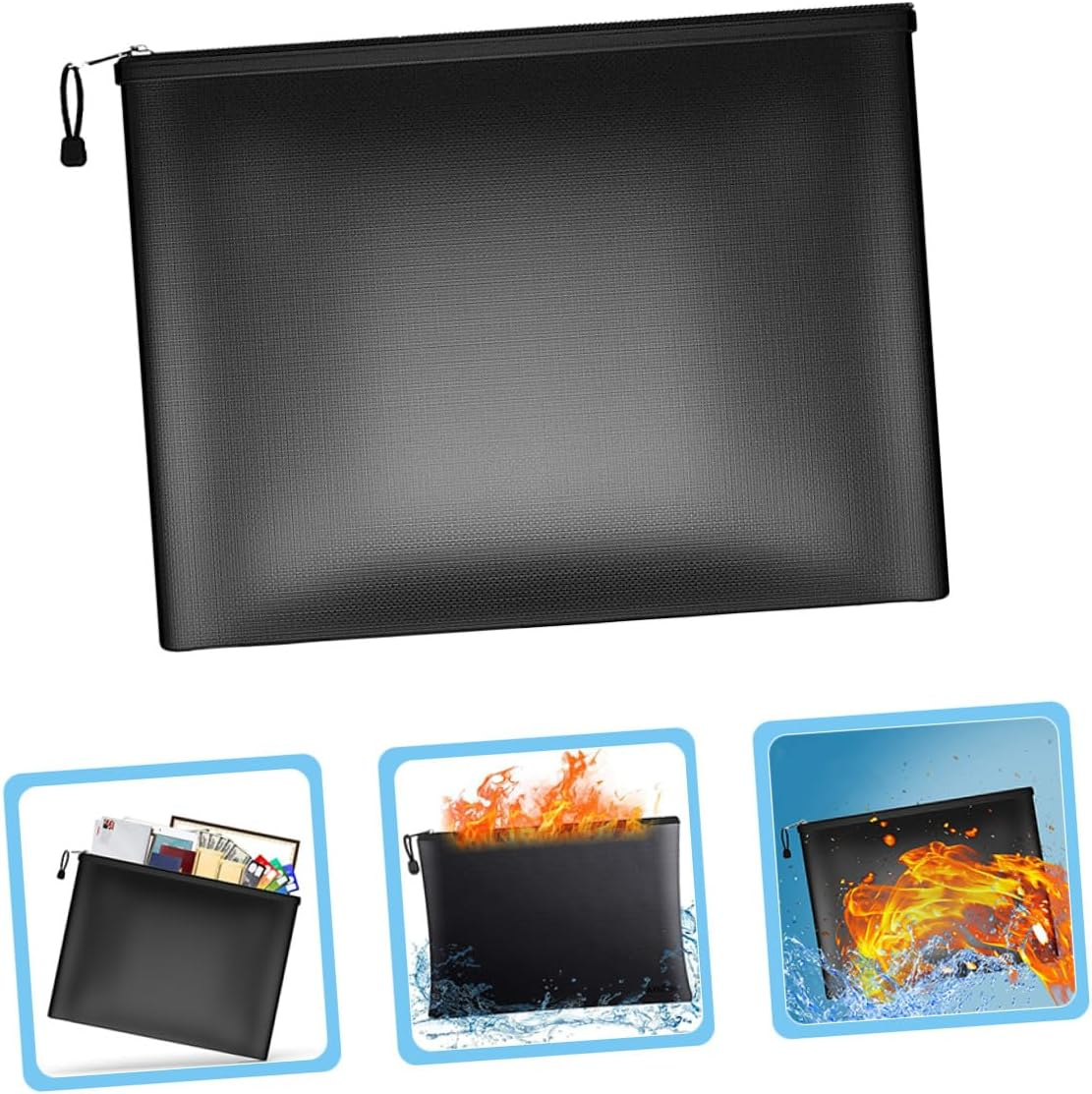 CIYODO Fireproof Document Bag Medium Organizer Pouch for Important Documents Money Passport Certificates Safe Storage for Travel Office and Home Use image number 3