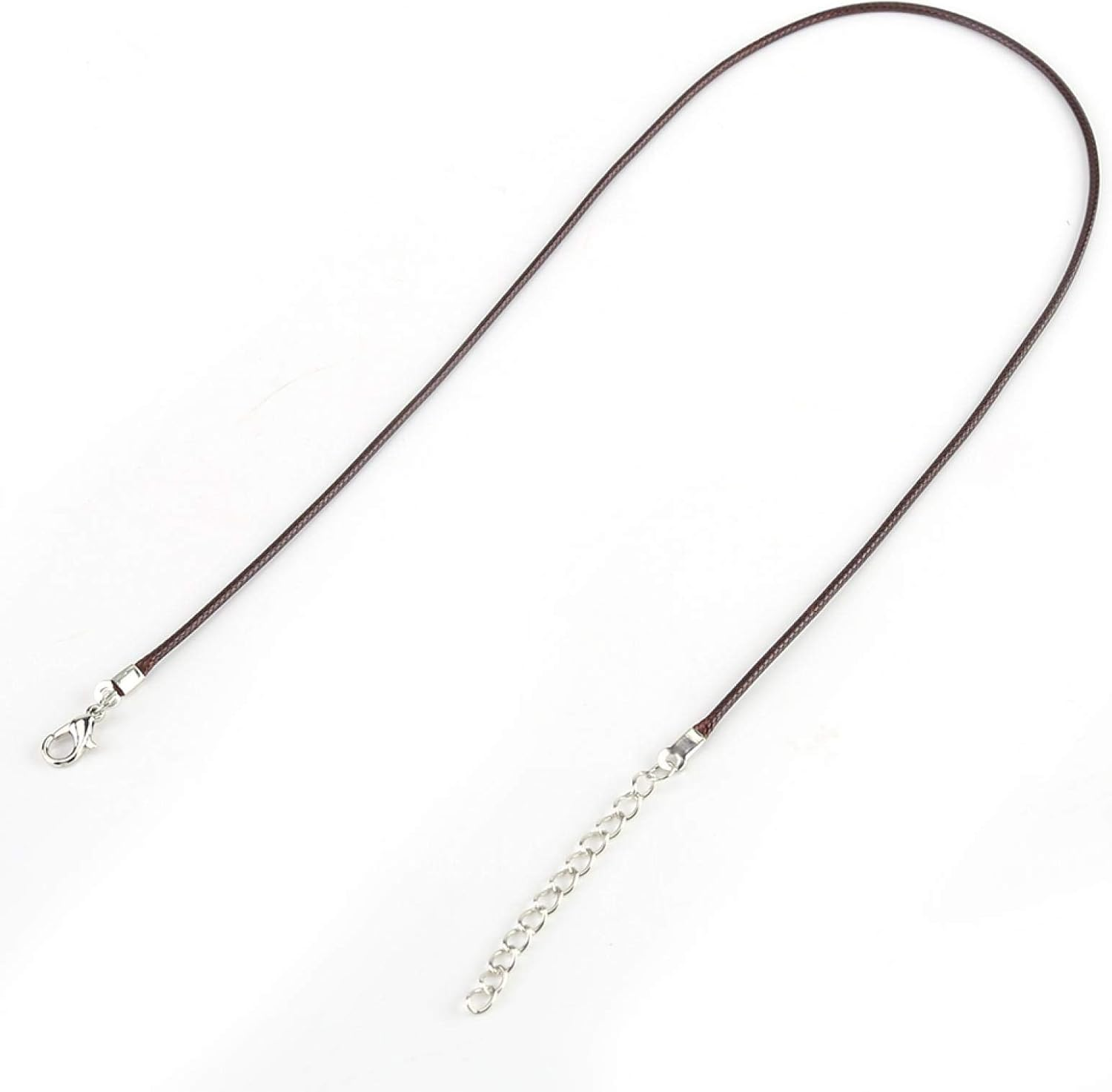 Necklace Cord, 4 Colors Waxed Cotton Rope with Clasp 10 Pcs Bulk Necklace String for DIY Bracelet Necklaces Pendants Jewelry Making Accessories Necklace Cord with Clasp (Brown) - Red image number 2