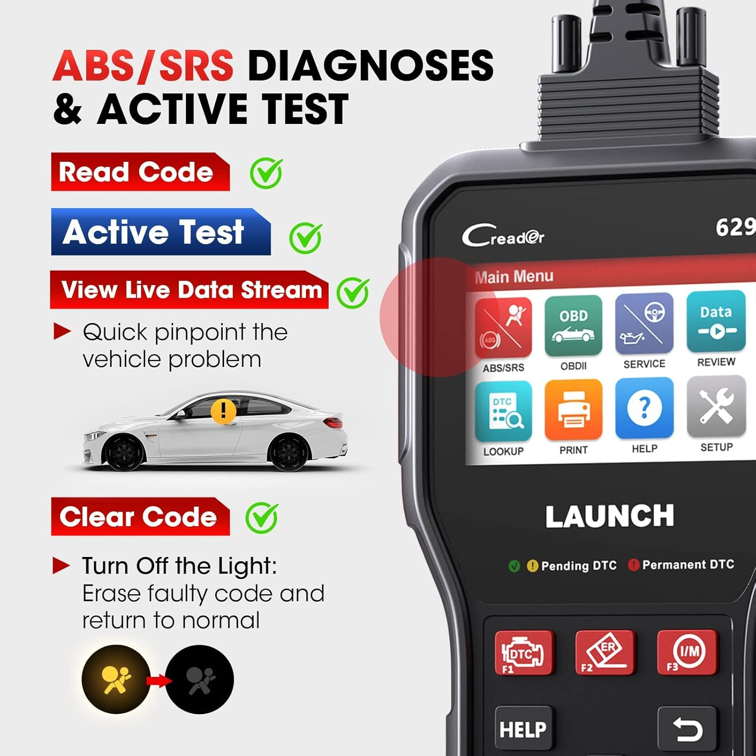 LAUNCH CR629 OBD2 Scanner ABS SRS Scan Tool with Active Test, 3 Service Oil/Sas/Bms Reset Tool, Full OBD2 Functions Car Code Scanner, Lifetime Free Update (More Powerful than LAUNCH CR529, CRP123X) image number 1