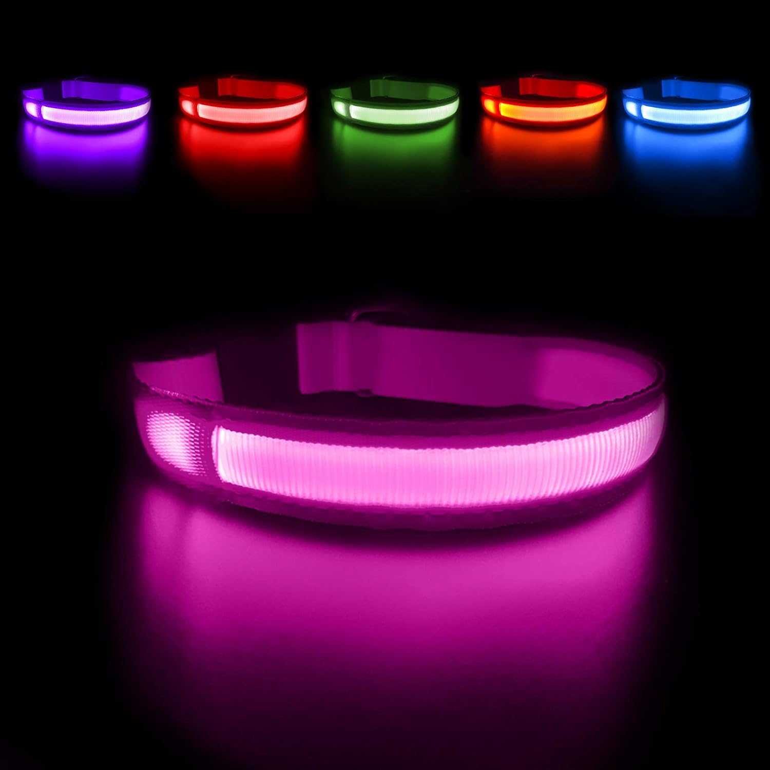 MASBRILL Light up Dog Collar-Rechargeable LED Dog Collar Night Walking Glow Collar Flashing Lighted Dog Collar for Small Medium Large Dogs image number 5
