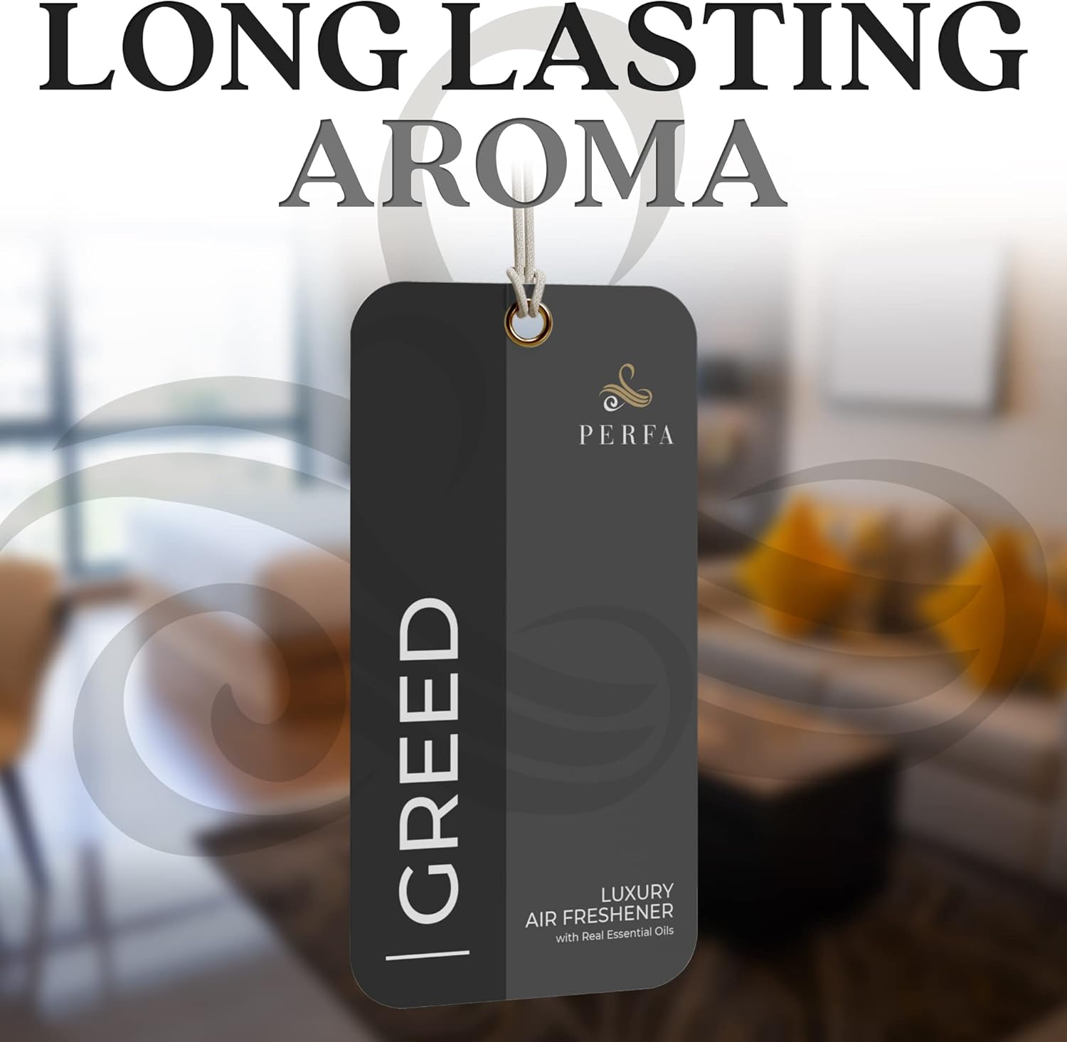 Greed Disposable Card Freshener for Men | Car Scents Air Freshener with Greed Fragrance | Strong Car Perfume Air Freshener with Odour Eliminating Technology | Greed by Perfa image number 5