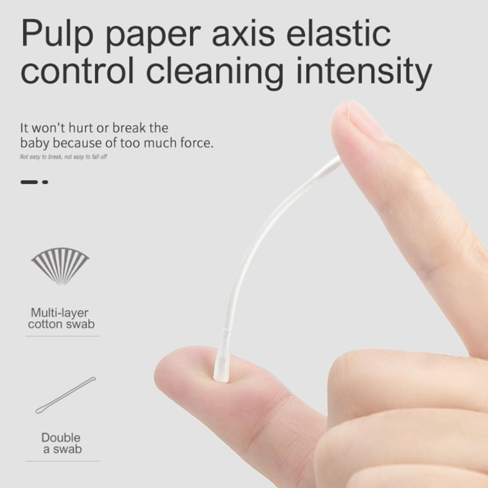 Kisangel 2 Boxes Baby Cotton Swab Double Ear Cotton Stick 400Pcs Natural Paper Sticks Buds for Wax Cleaner image number 6