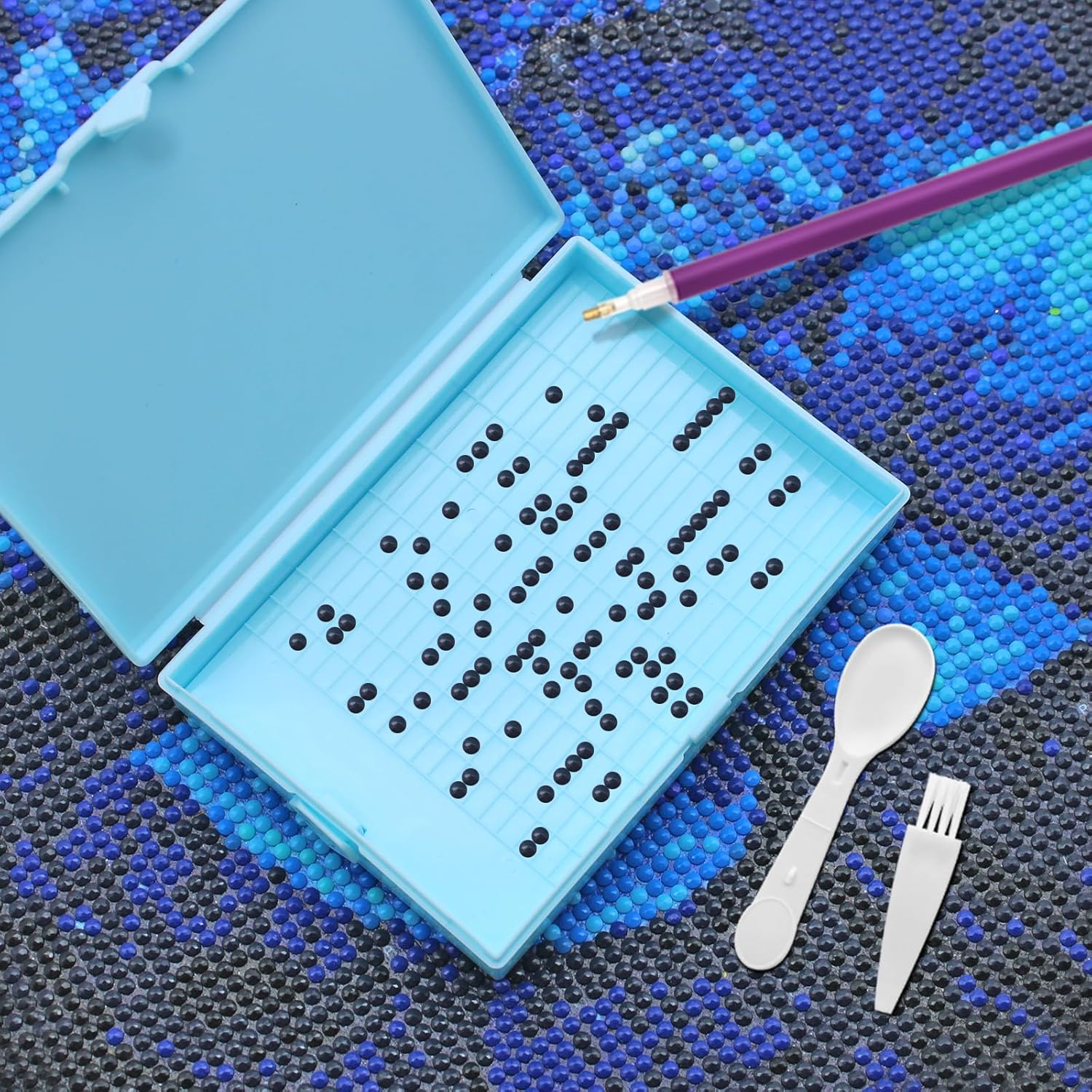 4 Pcs Diamond Art Tray with Lids, Finegood Diamond Art Storage Kits for Adults Diamond Paintings Tools and Accessories for DIY Art Crafts image number 4