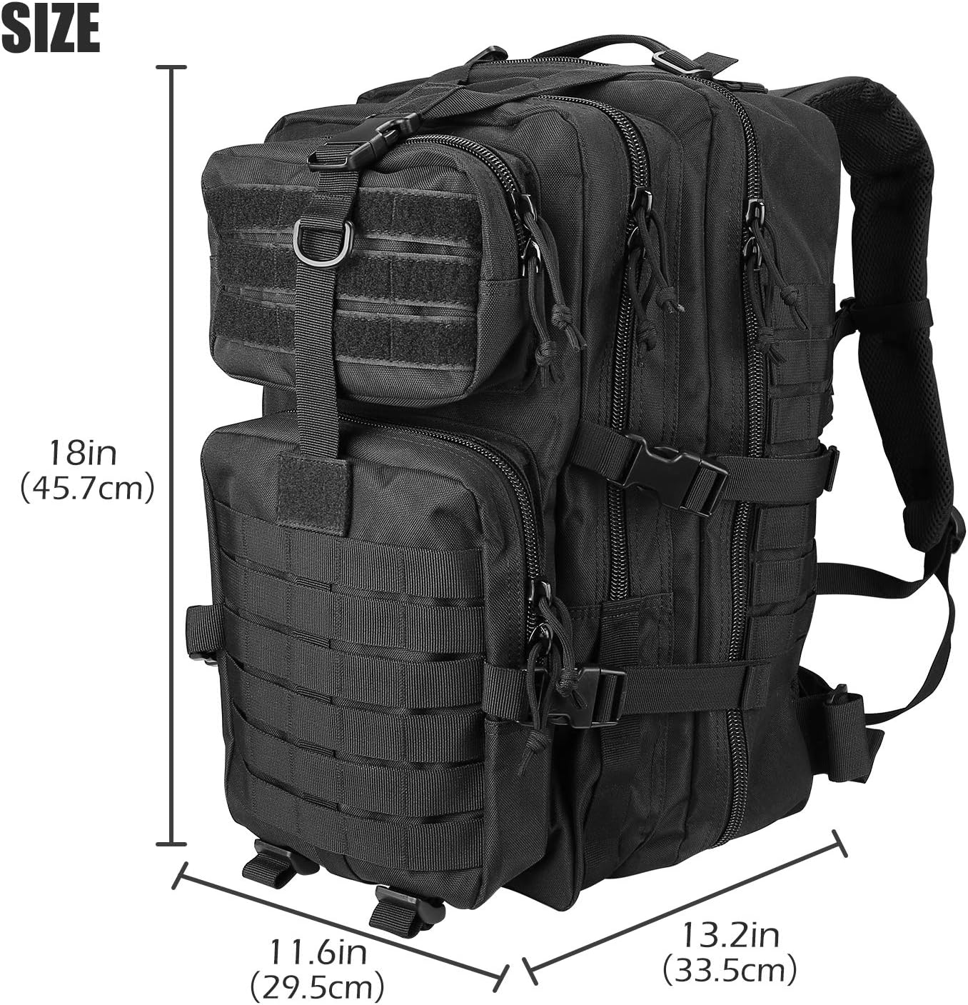 Procase Tactical Backpack 42L Large Rucksack 3 Day Outdoor Military Army Assault Pack Go Bag Backpacks -Black image number 2