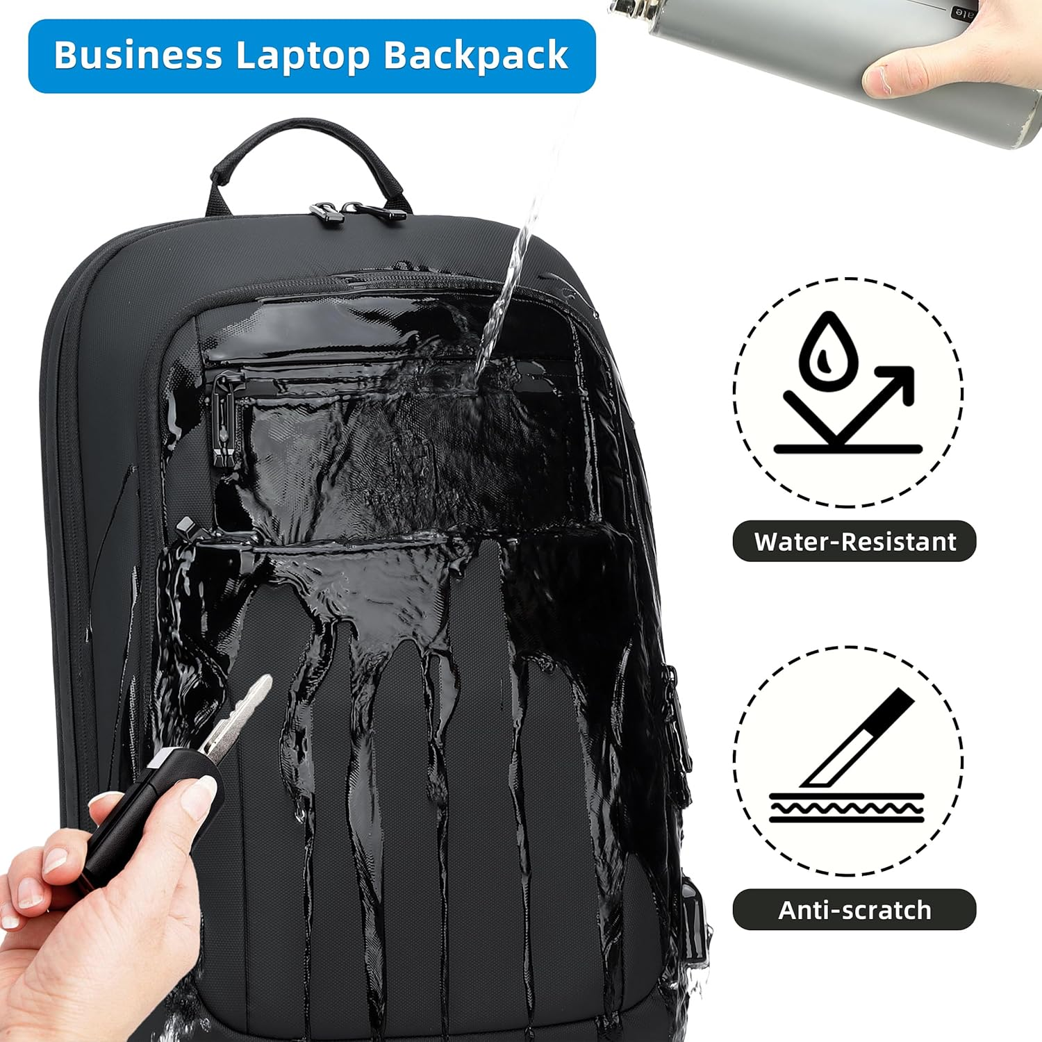 Caoroky Knight Backpack Laptop Men 15.6 Inch Slim Work Business Backpacks with USB Charging Port Mens Travel Bag Bookbag image number 4