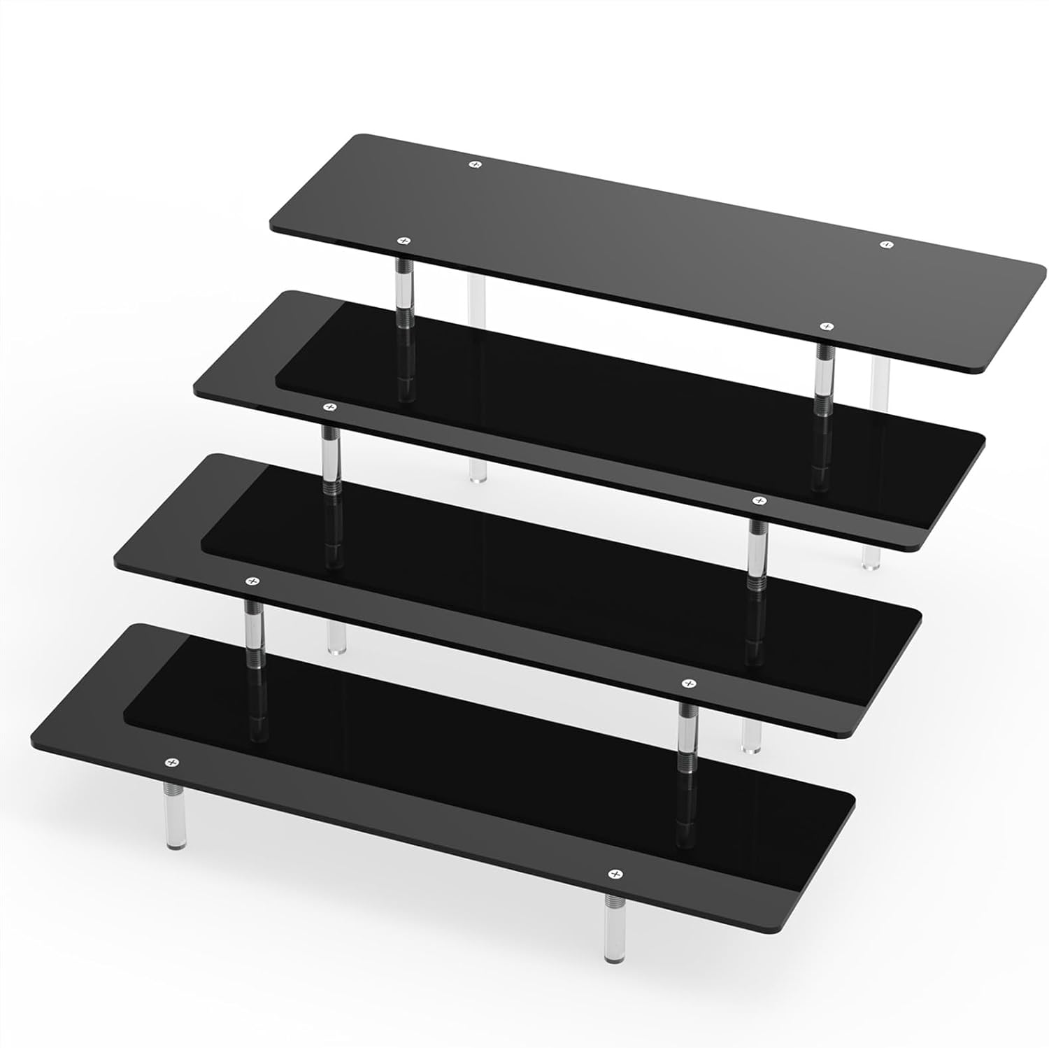 Acrylic Riser Display Stand, Black 4 Tier Cupcake Stand Display Risers Shelf Perfume Cologne Organizer Compatible with Funko Pop Food Dessert Makeup Skincare Cosmetics Lotion Organizer (1 PACK) image number 1