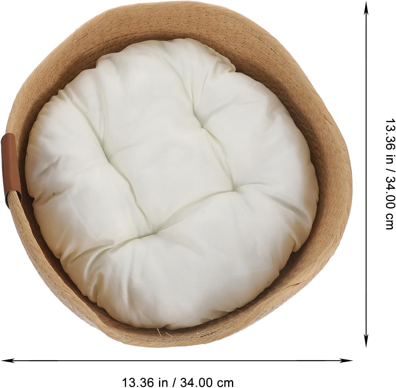 Cat Beds for Indoor Cats :Bed Cat Sleeping Nest for Indoor Small Cats Kitten round Straw Woven Cat Bed with Removable Pad Semi-Enclosed Breathable Basket image number 5