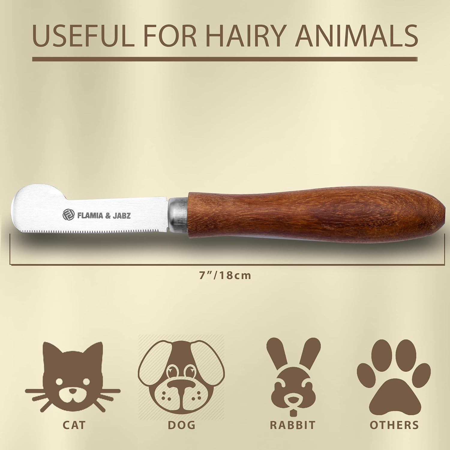 Professional Stripping Knife for Dogs & Pets, round Wooden Handle Grip with Stainless Steel Blade (Extra-Fine, Right Handed) image number 3