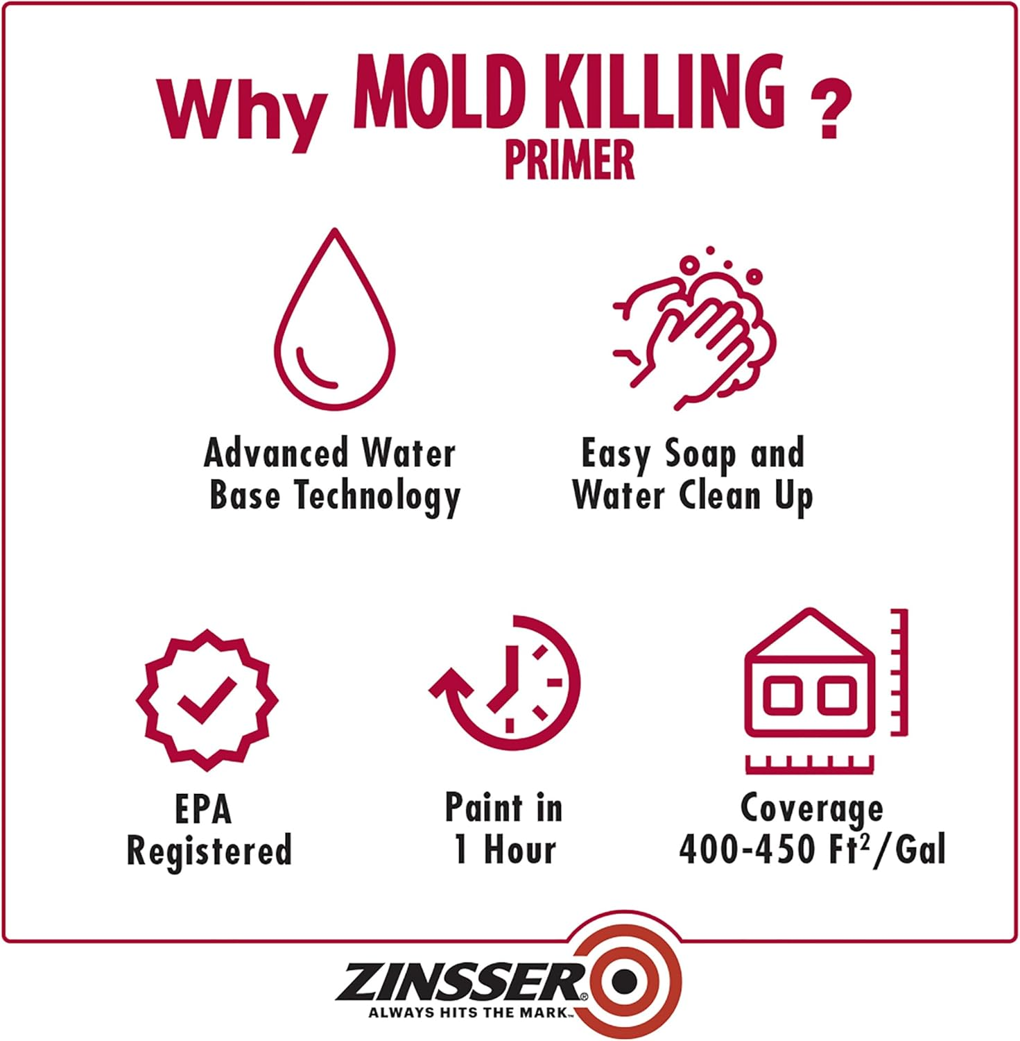 Qt Zinsser 276087 White Zinsser, Mold Killing Primer Water-Based Mold Killing Primer image number 2