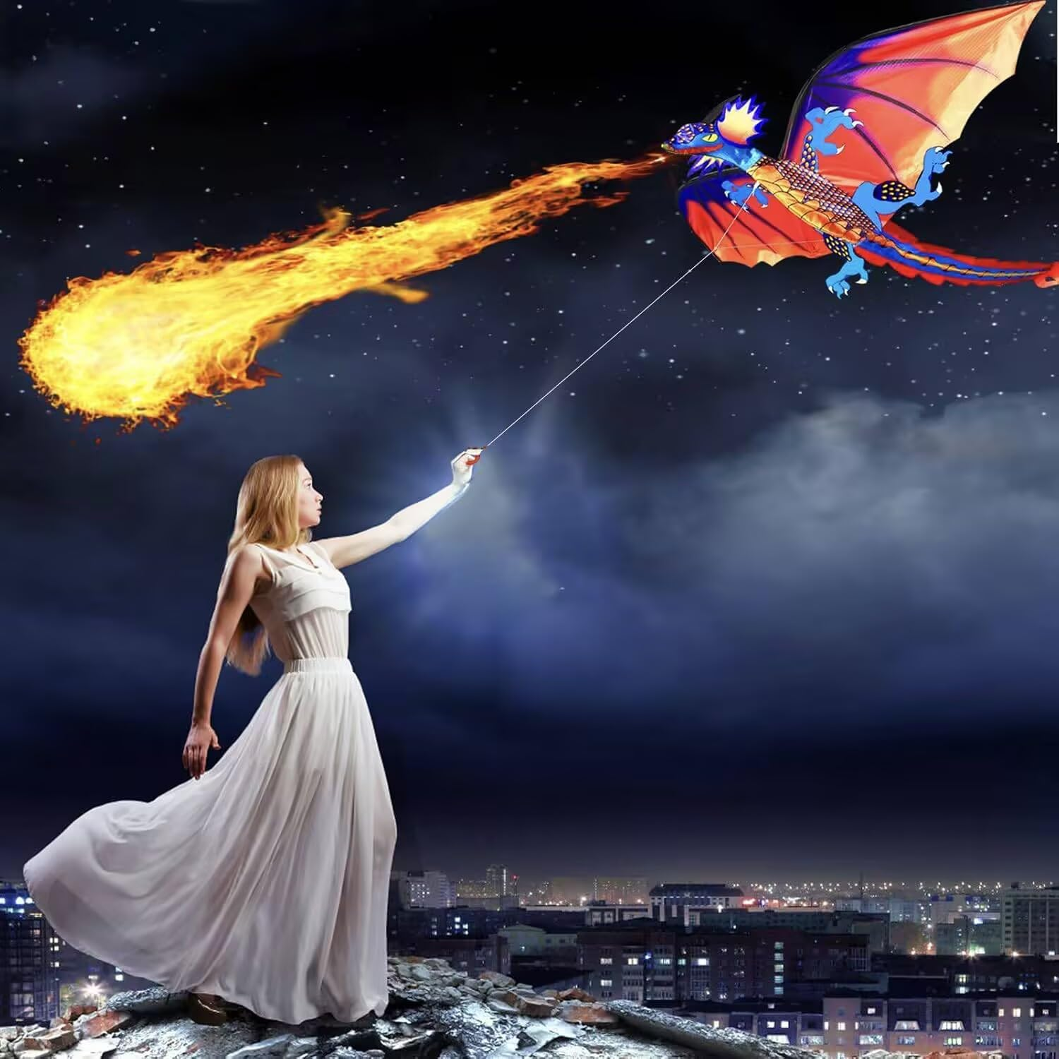 Touch the Sky Huge Dragon Kite-Premium Durable Outdoor Flying Kite, Easy to Fly for Beginner,Perfect for Beach, Park, Birthday Party Activities