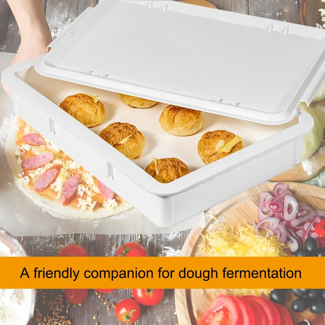 Pizza Dough Proofing Box,2 Pack Pizza Proofing Box Set with Cover and Lid,Bpa Free Plastic Bread Box Vegetable Storage (44.5 Cm* 32 * 8.5 Cm) image number 1