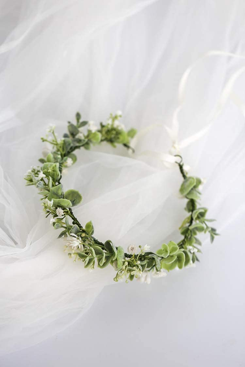HJYHYN Flower Crown Boho Flower Wreath Artificial Floral Crown Bridal Headpiece Greenery Crown for Wedding Ceremony Party Festival image number 2