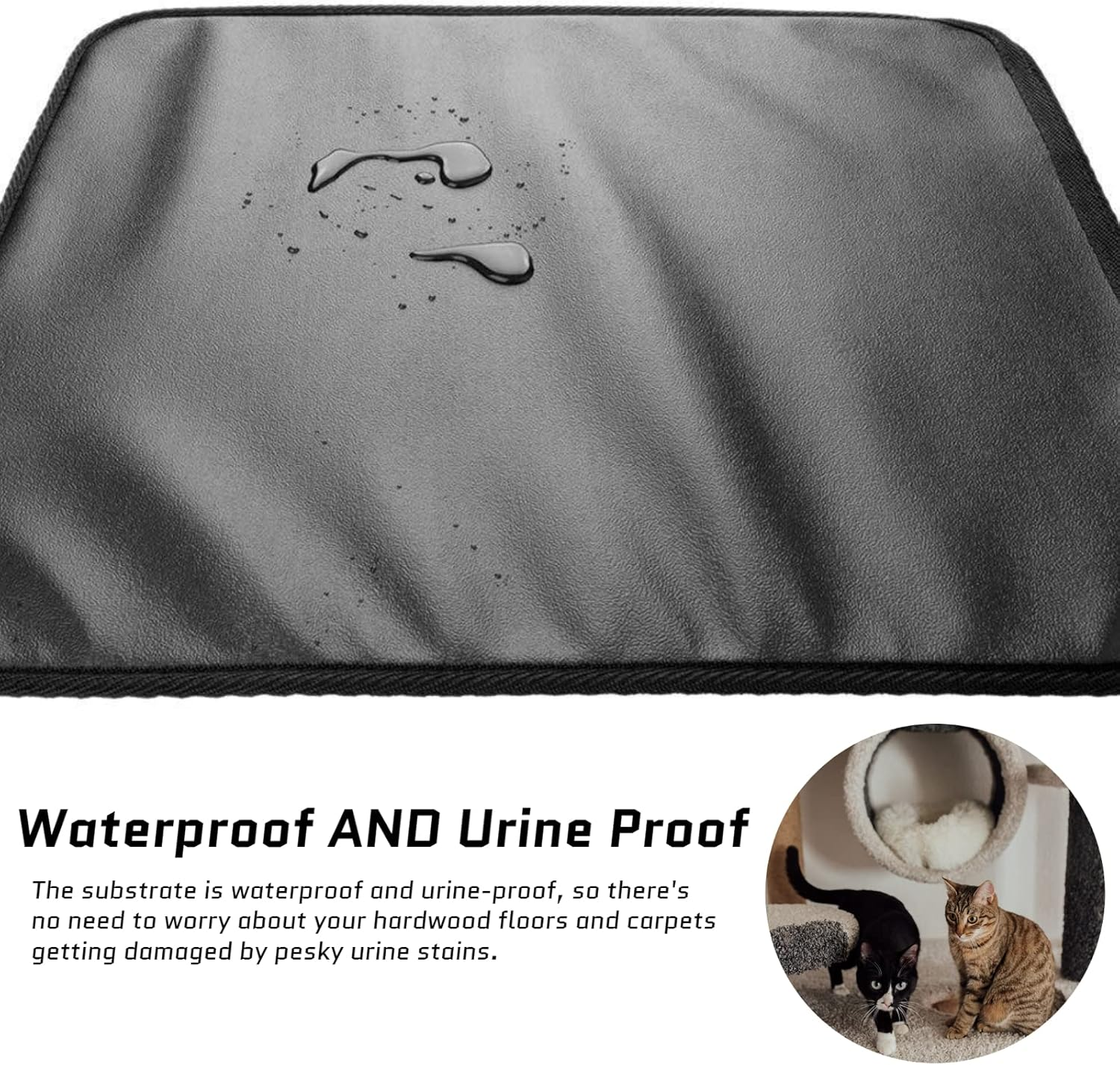 Cuifati Cat Litter Mat, Double Layer Prevent Slip Waterproof EVA Litter Box Mat, Litter Trapping Mat, Easy Clean Litter Scatter Control Urine Proof Mat (Grey) image number 5