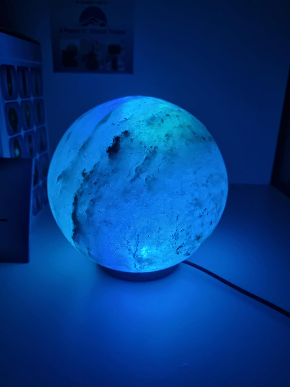 Multi Colour Himalayan Premium round Globe Salt Lamp 100% Authentic, Beautifully Hand Crafted round Globe Comes with Complete Electric Fitting image number 3