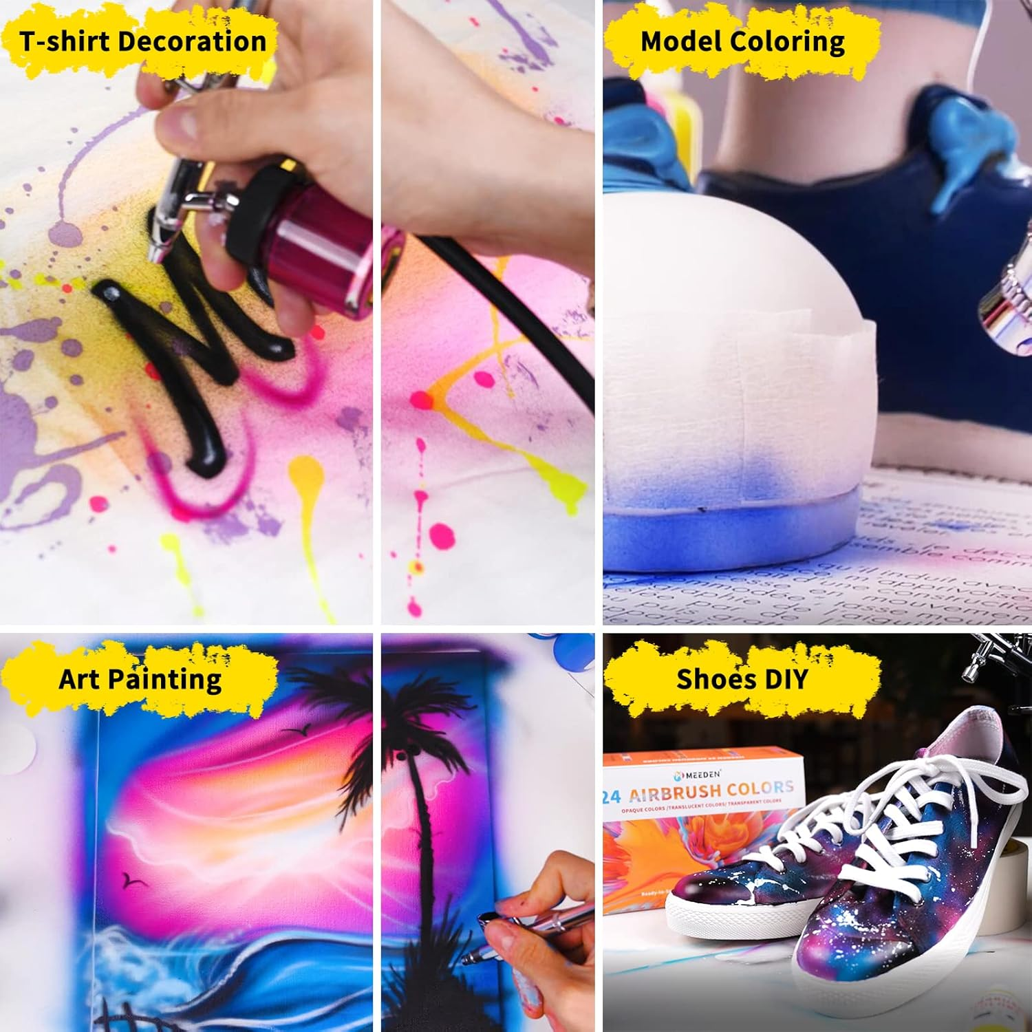 MEEDEN Acrylic Airbrush Paint for Model: Air Brush Spray Paint Set Including Fluorescent and Metallic Colors - 60 Colours X 30Ml - 60 Colour image number 2