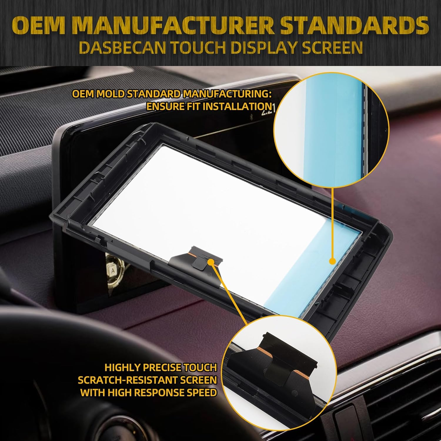 Dasbecan Uconnect 8" Touch Screen Glass Digitizer Navigation Radio Compatible with Mazda CX-9 2016-2018 Replaces# Tk48-611J0,Tk49-611Ja,Tk49-61-1J0A,Tk49-611J0-B image number 2