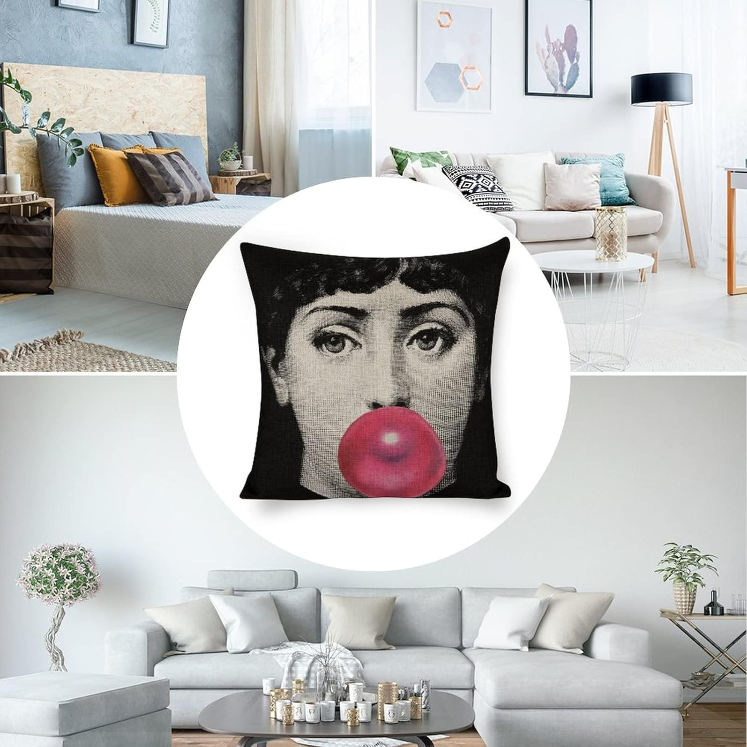 Aloked Lina Cavalieri Artificial Linen Throw Pillow Case, Decorative Cushion Cover Square Art Personalized Eye,Only Includes Pillowcase,18"X18"(45X45Cm),Style-12 image number 3