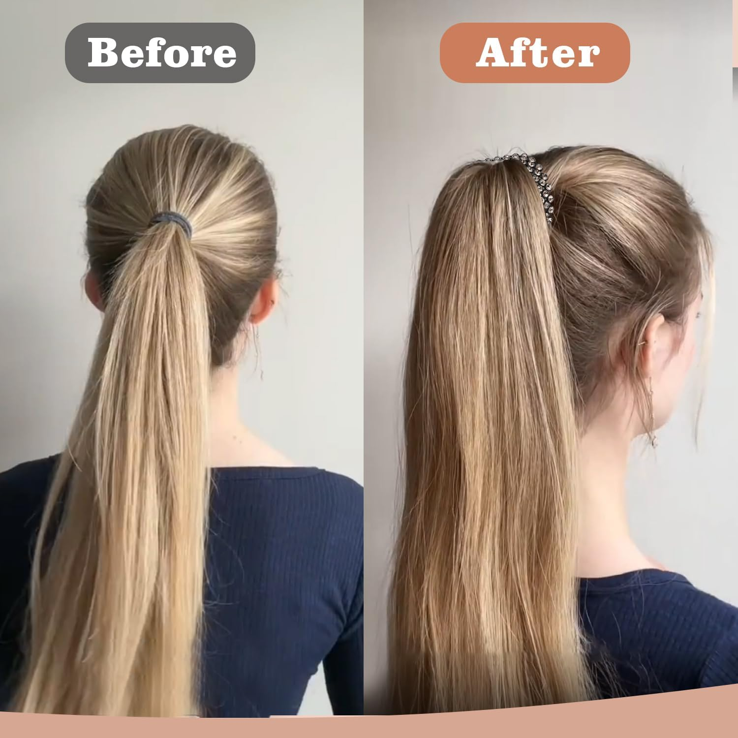 Women'S Hair Clips Metal 3 Pieces Rhinestone Hair Clips Holder High Ponytail Holder Rhinestone for Thick and Thin Hair at Work, Party or Daily Use image number 3