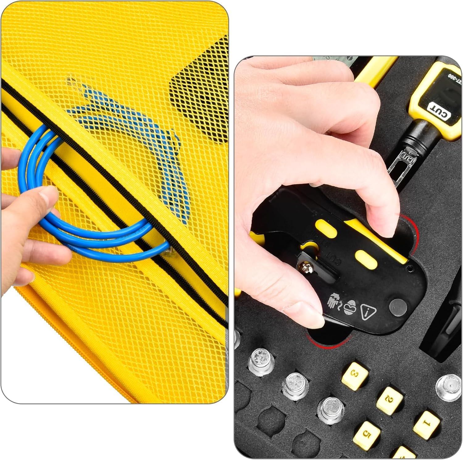 Case Compatible with Klein Tools VDV501-851 VDV500-123 VDV226-110 VDV427-300. Storage Carrying Travel Holder for Cable Tester for Scout Pro 3/ Tracer Probe/Wire Stripper and Accessories- Yellow Zipper image number 3