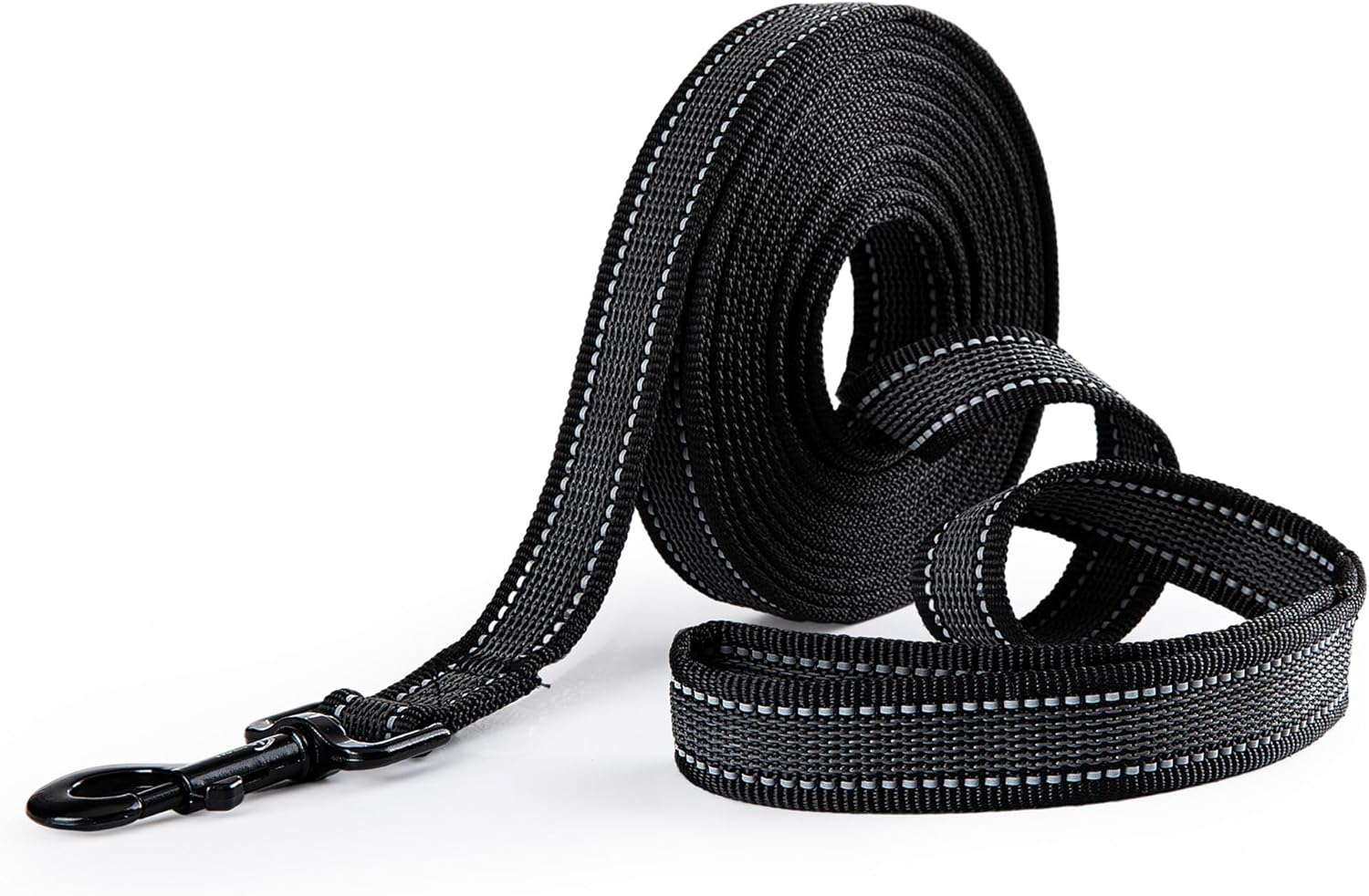 Toozey Recall Lead for Dogs 5 M Rubberised Dog Lead, Dog Accessories for Small to Large Dogs with Hand Loop and Storage Bag - Black (Width 2.5 Cm) image number 2