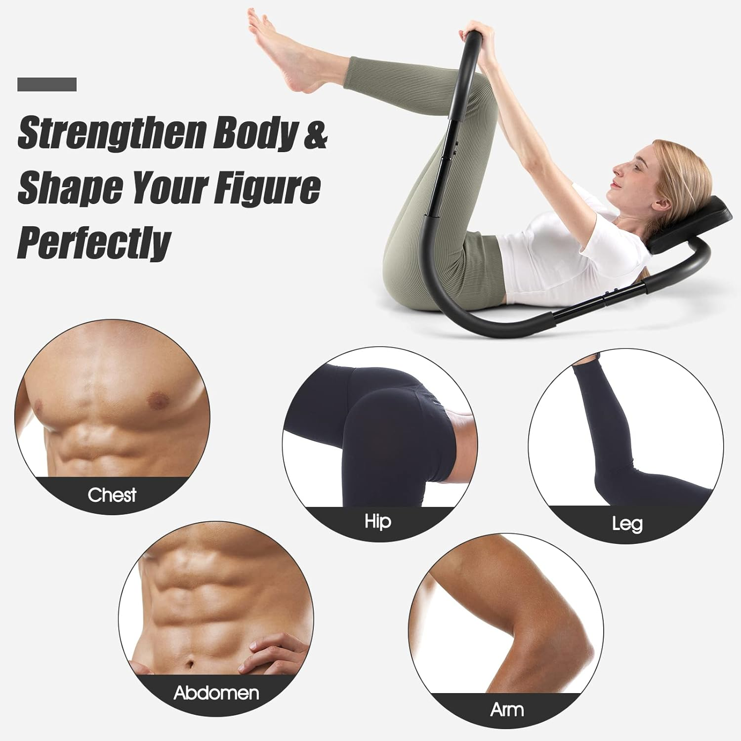 Costway AB Fitness Trainer, Abdominal & Core Strength Exercise Cruncher W/Padded Headrest, Ergonomic & Portable AB Mat Trainer for Home Gym Strength Workout image number 6
