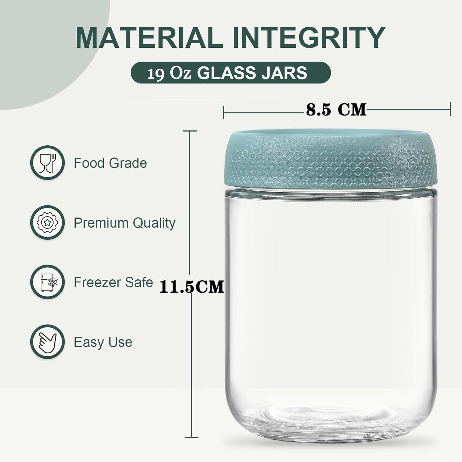 6 Pack (550 ML/19 Oz）Overnight Oats Container Jar with Screw Lid - Glass Food Storage Containers with Label Paper and Pen for Food, Salad, Spice, Snacks, Sauce