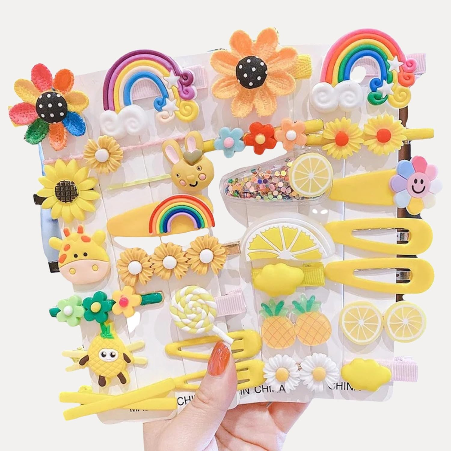28PCS Baby Girls Hair Clips, Colourful & Cute Hair Accessories | Multicolour, Rainbow, Flowers, Animals, Candy, Fruit