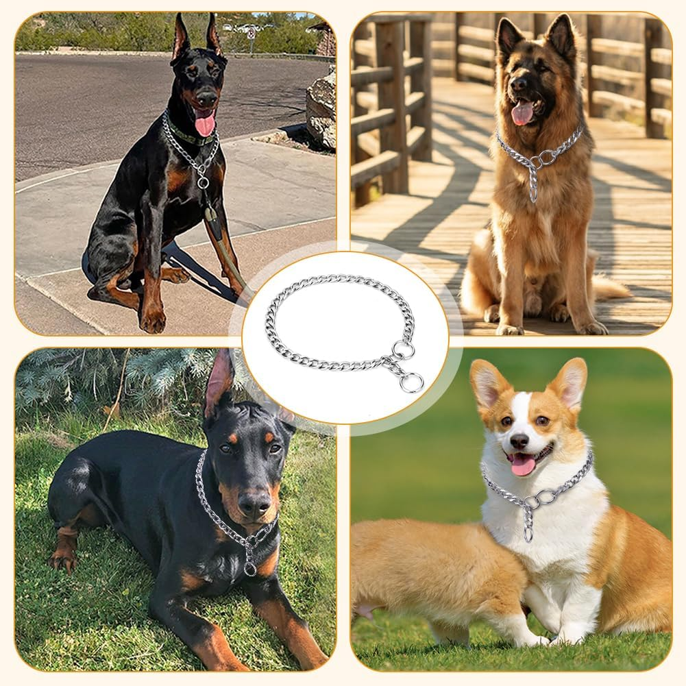 AUAUY Dog Chain Collars, Durable Metal Choke Chain for Dog, Training Collar Chain, Silver Plating No Pull Pet Collar Chain for Pet Outdoor Training Small Medium Large Dogs, Diameter 4.0Mm Length 65Cm image number 5