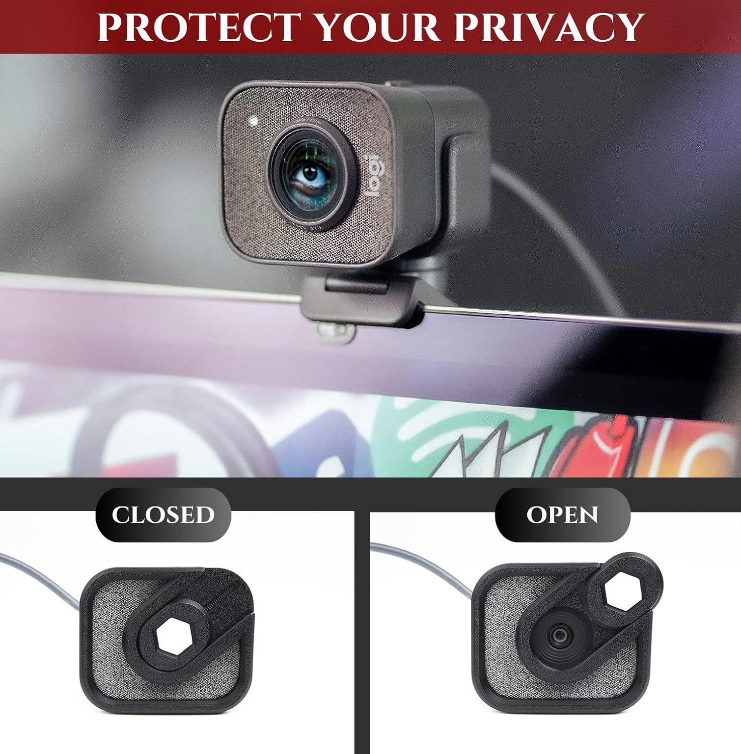 Ricreo Webcam Cover Compatible with Logitech Streamcam Slider Privacy Cover Shutter Specially Designed for Streamcam by Logitech Camera Shutter Cover, Protect Your Privacy in Life image number 4