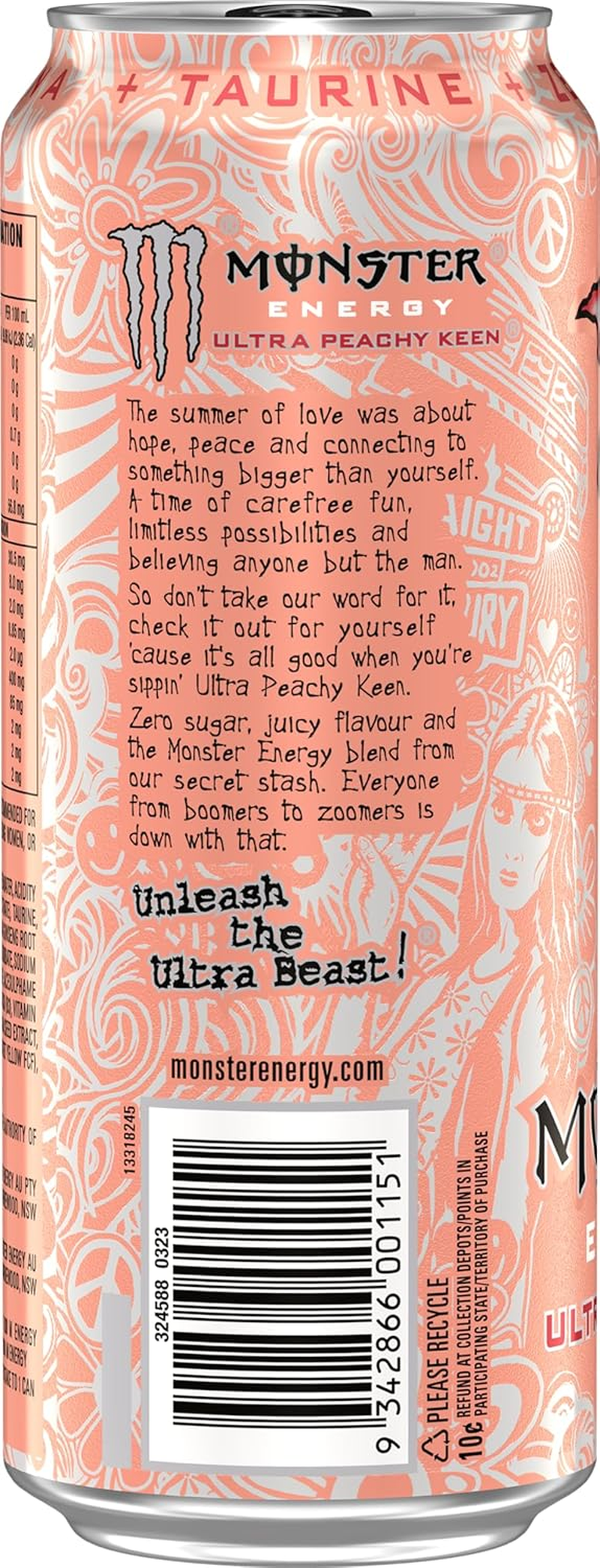 Monster Energy Drink Ultra Peachy Keen 24 X 500Ml image number 4