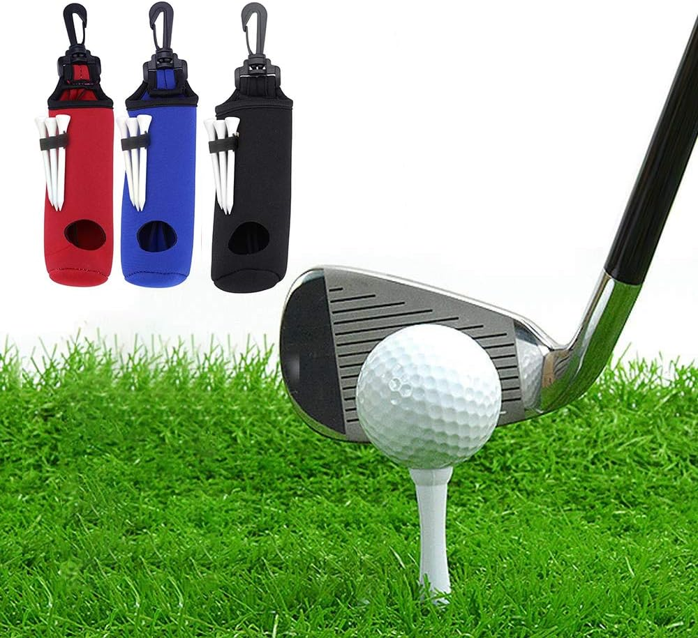 2 Pack Golf Ball Carry Bag Golf Tee Holder Pouch with Light Weight Hook Portable Golf Ball Storage Bag for 3 Golf Ball 3 Tees image number 5