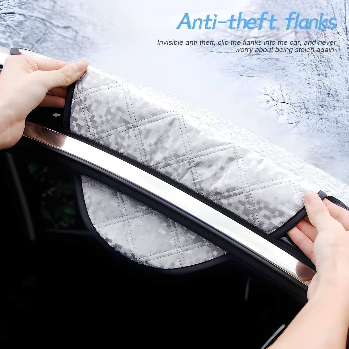 Windshield Cover for Cars - Winter Windshield Protector, Snow & Ice Shield, UV Sunshade, Waterproof Windscreen Cover for Car, SUV, Van (147&times;116Cm) image number 3