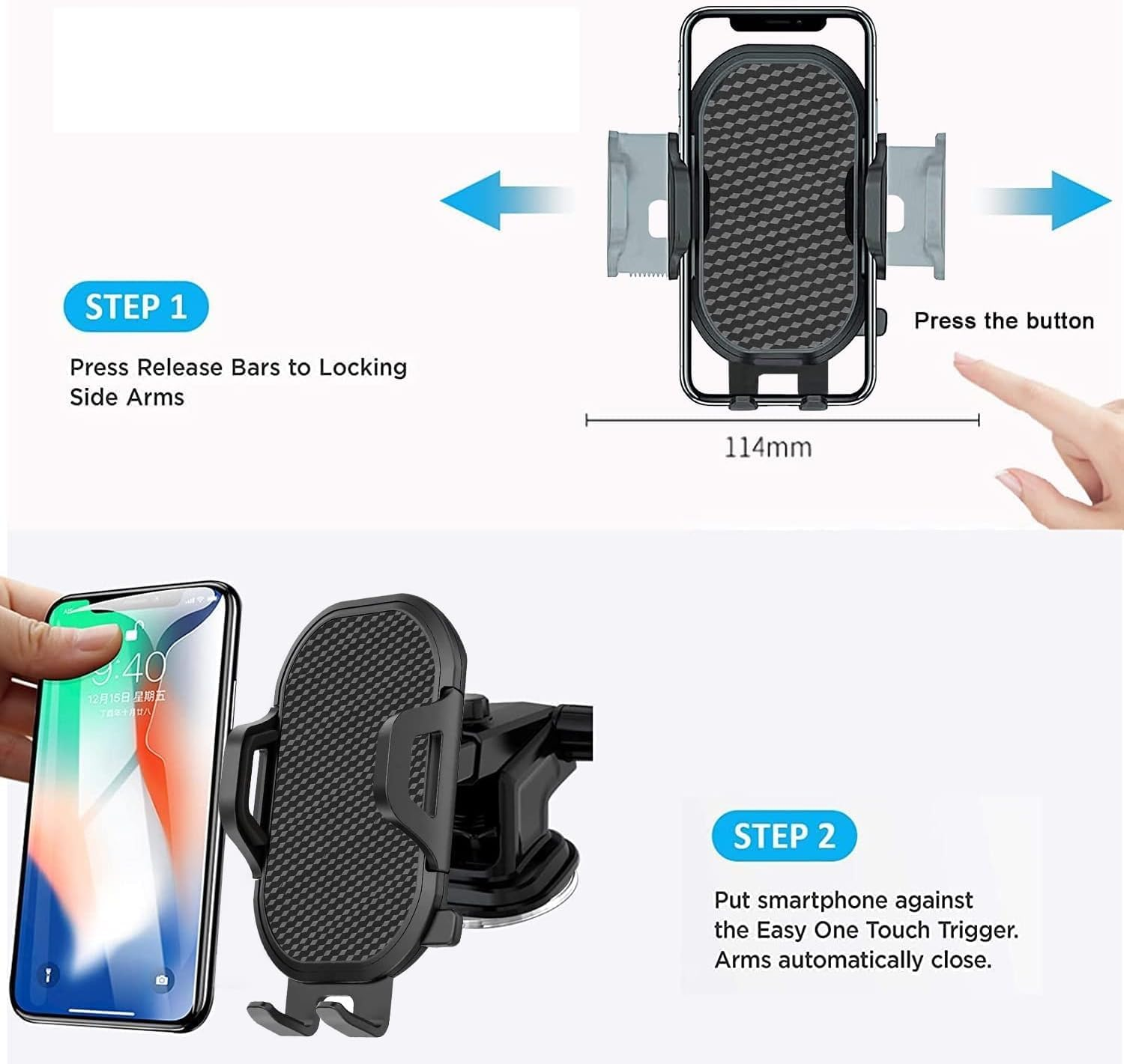 Car Phone Mount Holder for Samsung Galaxy S21 S25 S20 S22 S23 plus Ultra FE A16 5G,A21 A52 A12 A50 A20 A10E A31 A11 A02S A6,Google Pixel 7 8 9 and All Cell Phone,Windshield/Dashboard/Window+Air Vent image number 2