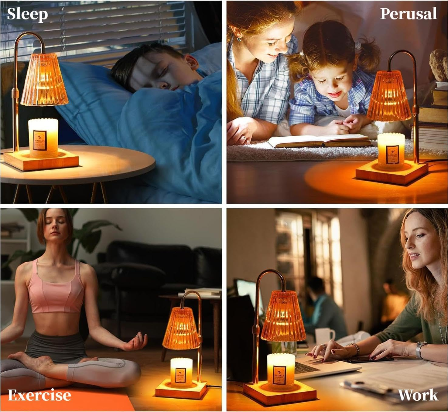 MZDMY Candle Warmer Lamp with 2 Bulbs,Adjustable Height,Dimmable Electric Candle Lamp with Timer,Gifts for Mom,Bedroom Home Decor,Amber image number 3