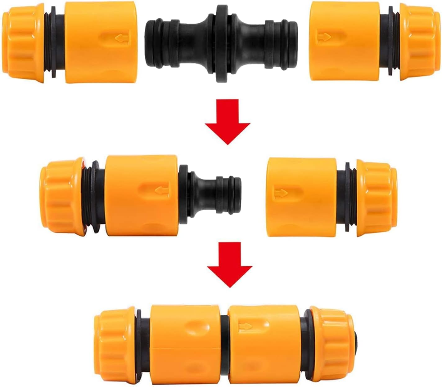 MLUOTALY Garden Hose Quick Connector Kit for 3/4 Inch or 1/2 Inch Hose, Plastic Water Hose Fittings Male and Female Connectors Hose Adapters with Rubber Washer (#03) image number 5