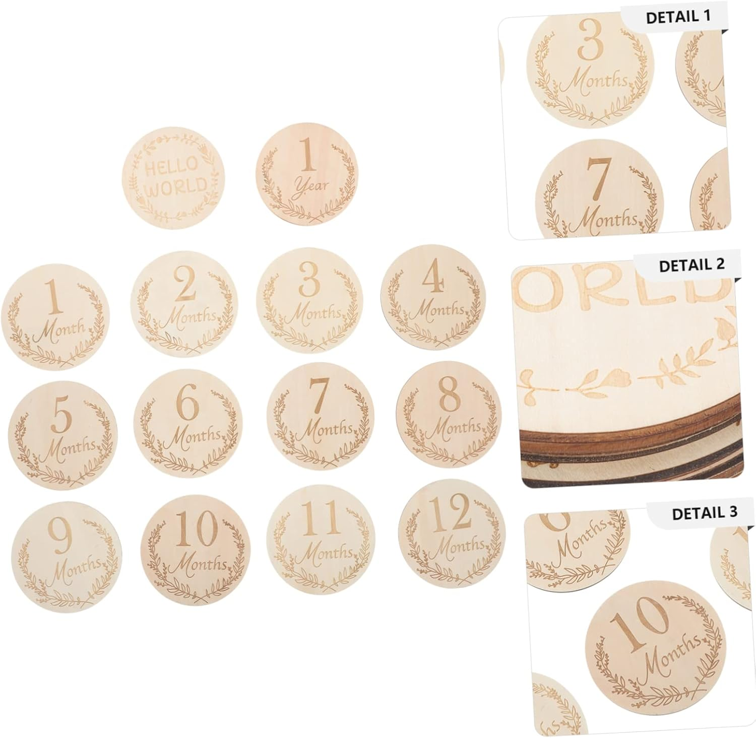 UPKOCH Baby Monthly Milestone Cards Wooden Photo Props 14Pcs for Baby'S Growth Album Keepsake Photography image number 4