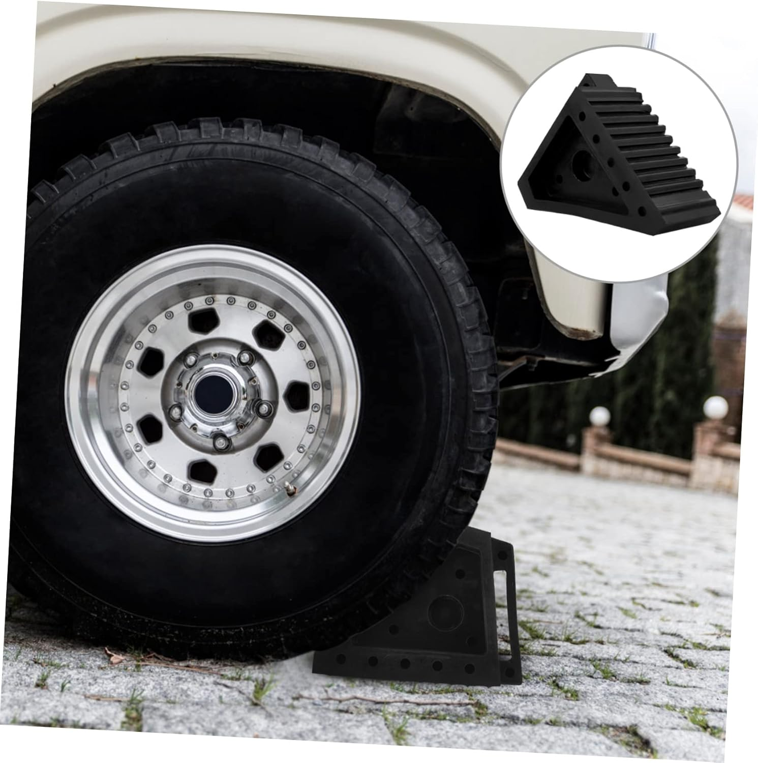 Wheel Slip Rubber Tire Blocks for Camper Trailer Heavy Duty Stopper for Vehicle Ramp Practical Tyre Chock image number 1