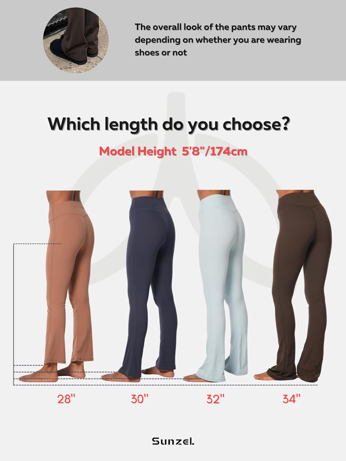 Sunzel Flare Leggings for Women with Pockets, Crossover Yoga Pants with Tummy Control, High Waisted and Wide Leg, 30" image number 1